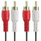 Fosmon Cable RCA (1.8M) 2RCA Male a 2RCA Male Estéreo Audio Cable, Compuesto Audio [Derecha/Izquierda] 2 RCA Enchufe M/M Conector Rojo & Blanco para A/V Receptor, Amplificador, Proyector, Casa Teatro