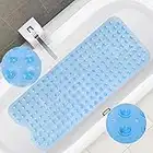 100 * 40 cm Tappetino per Il Bagno, Tappetino per Vasca da Bagno Antiscivolo con Ventose, Multiuso Bath Mat Materiale PVC,Tappetino Antiscivolo ed Antibatterico per Doccia (Blu)