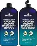 Peppermint Rosemary Hair Regrowth and Anti Hair Loss Shampoo and Conditioner Set - Daily Hydrating, Detoxifying, Volumizing Shampoo and Fights Dandruff For Men and Women 16 fl oz x 2