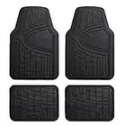 FH Group Heavy Duty Tall Channel F11311BLACK Rubber Floor Mat Black Full Set Trim to Fit