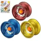 Metal Responsive Yoyos for Kids Beginners, Auto Return Yo-Yos to Play Entertaining String Tricks, Stable and Sturdy String, Party Favors (3x Yoyos (1x Each))