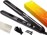 ANGENIL Argan Oil Hair Straighteners for Women, Professional Ceramic Titanium and Curler 2 in 1, LCD Display, Fast Heating, Flat Iron 1 Inch All Types, Black, 16.0 ounces, 1.0 count