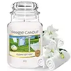 Yankee Candle Candela Profumata in Giara Grande, Clean Cotton, Durata Fino a 150 Ore, Regalo Perfetto per le Donne