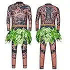 Maui Tattoo Clothing/Maui Suit/Mens Maui Costume ，Moana Maui Costume Halloween Adult Maui Men's Cosplay Costume (L, Brown)