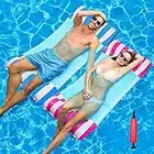 Ousinby Pool Float Hammock 2 Pack,Inflatable Water Hammock Pool Bed Swimming Pool Hammock Floating Chair Bed with Infloator Pump for Swimming Pools Hot Tub Beach Summer