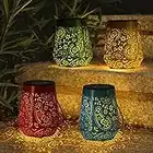 4 Pack Solar Lanterns Outdoor Garden Decor - OxyLED Solar Lights Decorative Lantern Waterproof 4 Colors LED Hanging Solar Powered with Handle for Outside Table Patio Yard Porch Fence Pathway Christmas