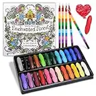 Kleinkinder Wachsmalstifte, Toddler Wax Crayons Erdnussstifte Kleinkind Waschbar Sicher Farben für Kinder Graffiti Malerei Ostern Farbstift Schule （24 Buntstifte + 5 Buntstifte + 1 Malbuch）