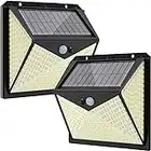 350 LED Solar Lights Outdoor,2 Pack IP65 Waterproof,Motion Sensor Solar Lights,Solar Powered Wall Lights Provide Eco-Friendly High-Brightness Lighting for Yard Garage Fence Garden