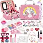 TOGOU2S Maquillaje para Niñas, 39 Piezas Maletin Maquillaje Niñas, Set Maquillaje Niña Lavables, Unicornio Maletin de Maquillaje, Juguetes Niña 3 4 5 6 7 8 9 10-12 Años,, Cumpleaños