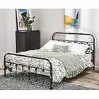 Black or White Metal Bed Frame Hospital Victorian Style Various Size Single Double King Size (Black, 4FT6)