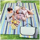 OASMU Picnic Blanket Large 200x200cm, Garden Rugs Outdoor Mat Foldable Park Blanket Waterproof Backing, Oversized Sandproof Beach Blanket Washable Rug for Family Camping on Grass