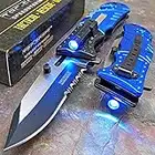 TAC Force Blue Police Assisted Open LED Tactical Rescue Pocket Knife (Basic Pack)