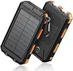 Power-Bank-Portable-Charger-Solar - 36800mAh Waterproof Portable External Backup Battery Charger Built-in Dual QC 3.0 5V3.1A Fast USB and Flashlight for All Phone and Electronic Devices (Orange)