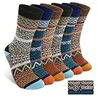 6 Pairs Warm Wool Cotton Socks for Men and Women, Winter Cabin Socks Men, Luckit Unisex Knit Cozy Vintage Patterned Socks (Retro puzzle)