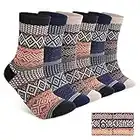 6 Pack Warm Wool Socks for Men and Women, Luckit Winter Cabin Socks Men, Vintage Fall Patterned Socks Unisex Knit Thick Cozy Socks