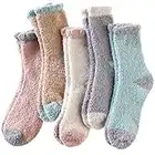 Womens Fuzzy Slipper Winter Socks Warm Cabin Fluffy Fleece Microfiber Cozy Soft Stockings Plush Sleep Home Casual Socks (Solid color)