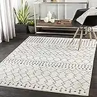 Surya Abu Dhabi Geometric Rug - Scandi Area Rugs Living Room, Dining, Kitchen - Modern Aztec Abstract Rugs for Bedroom - Berber Boho Rug Style, Easy Care - Large Rug 152x213cm Ivory, Grey, Black Rug