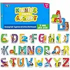 26 Alfabeto Magnetico, Lettere Maiuscole con Adorabile Zoo Animale Alfabeto ABC Magneti da Frigo Giochi di Apprendimento Ortografico Educativo Giocattoli Set per Bambini, Bambini 3 4 5 Anni