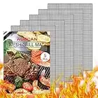 Aoocan BBQ Grill mesh mat - Set of 5 Non Stick , Heavy Duty, Reusable Grilling mats, Easy to Clean - Works on Gas, Charcoal, Pellet Grill - 15.75 x 13 in, Black