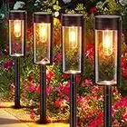 6 Pack Solar Pathway Lights Outdoor Waterproof, BUCASA Upgraded Solar Outdoor Lights, Auto On/Off Solar Garden Lights Solar Powered Landscape Path Lights for Patio Yard Lawn Walkway Garden Decor