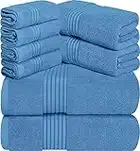 Utopia Towels 8-Piece Premium Towel Set, 2 Bath Towels, 2 Hand Towels, and 4 Wash Cloths, 100% Ring Spun Cotton Highly Absorbent Towels for Bathroom, Sports, and Hotel (Electric Blue)