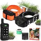 Wireless Dog Fence System - Dog Fence Electric Shock Collar Training with Remote - Pet Containment System with Fence Wire Underground Perimeter - 2 Bark Collar Included