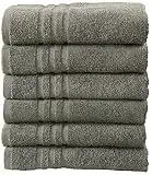Bliss Casa Cotton Hair Towels 20x40 Inch (6 Pack) Multipurpose Light-Weight & Absorbent Quick Drying Towels Set for Hand, Gym, Pool, Spa, Hotel and Salon (Dark Grey)