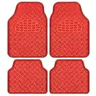 BDK Universal Fit 4-Piece Metallic Design Car Floor Mat - (Red)