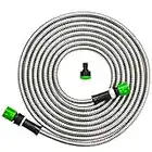 EYEPOWER 7.5m Kink-Free Garden Hose 25ft Stainless Steel Water Hose Pipe Flexible Silver