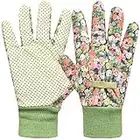 Hanzapor Gardening Gloves for Women 2 Pairs, Ladies Gardening Gloves Comfortable Breathable Non-Slip Flexible,Garden working Gloves with Soft PVC Dots (Small/Medium,Green)