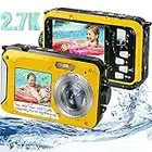 iSunFun UCY01 Waterproof Camera, Underwater Camera Full HD 2.7K 48MP Waterproof Digital Camera with Dual Screen, 16X Digital Zoom and Self-timer