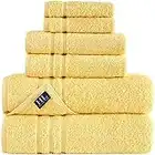 Hammam Linen Yellow 6 Pack Bath Towels Sets Linen for Bathroom Original Turkish Cotton Soft, Absorbent and Premium 2 Bath, 2 Hand, 2 Washcloths