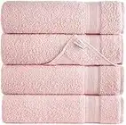 All Design Pink Bath Towels 27" x 54" Quick-Dry High Absorbent 100% Turkish Cotton Towel for Bathroom, Guests, Pool, Gym, Camp, Travel, College Dorm, Shower (Pink, 4 Pack)