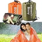 QUACOWW 2 Stück Notfall Überleben Schlafsack, Wasserdichter Leichter Schlafsack Outdoor fluchtrucksack für Camping Wandern Outdoor Aktivitäten (orange+Tarnung)