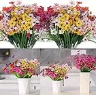 FEOYA 14 PCS Artificial Flowers Outdoor Plants for Decoration,6 Colors Artificial Plants Fake Flowers, Silk Flowers for Outside Hanging Home Garden Patio Decoration-Multicoloured