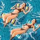 2 Pack Inflatable Pool Floats Hammock, 4-in-1 Water Hammock, Multi-Purpose Inflatable Pool Float Lounger Floating Chair Bed Raft Recliner with Air Pump for Adults Kids Beach Party Hot Tub