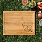 Personalised Wedding Gift or Anniversary Chopping Board | Cheese Board | Cutting Board, a Nice Present for Valentines Day - Customised Initials in a Heart with Arrow in The Corner