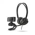 Trust Doba Auriculares con Cable USB y Webcam HD, Auriculares con Microfono y Control de Volumen, Cámara Web 720p con Botón de Foto para PC, Portátil, Oficina, Skype, Teams, Videoconferencia, Zoom