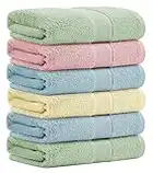 Aibaser Bamboo Cotton Bath Towels-27x54inch - Natural, Ultra Absorbent Towels for Bathroom (6 Piece Set)