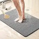 Loofah Shower Mat, Non Slip Anti Mold Bath Mat, Shower Stall Mats for Bathtub, 24 x 16 Inch Tapis de Douche with Drain, Washable, Mildew Resistant Bath Mats for Bathroom Floor, Tub, Seniors (Grey)