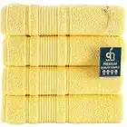 Qute Home 4-Piece Bath Towels Set, 100% Turkish Cotton Premium Quality Towels for Bathroom, Quick Dry Soft and Absorbent Turkish Towel, Set Includes 4 Bath Towels (Yellow)
