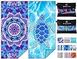 2 Pack Microfiber Oversized Lightweight Beach Towel 71"x32" XL Extra Large Thin Sand Free Towels Travel Swim Pool Yoga Gym Camping for Adults Women Men Beach Essentials Accessories Vacation Gift