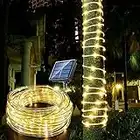 Solar Rope Light 33FT 100L IP65 Waterproof Outdoor LED Copper Fairy String Tube Lights for Party Garden Porch Yard Home Wedding Christmas Halloween Holiday Tree Decoration Lighting (Warm White)