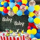 Carnival Circus Balloon Arch and Garland Kit, 105 Pack Red Blue Yellow Latex Balloons and Rainbow Multicolor Pre-Filled Confetti Balloon for Carnival Baby Shower Wedding Birthday Graduation Anniversary Bachelorette Party Background Decorations