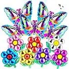 AIEX Butterfly Balloon, 12pcs Butterfly Flower Foil Balloons Butterfly Party Decorations Balloons Colorful Party Decorations Supplies for Girls Birthday Baby Shower Wedding Theme Party