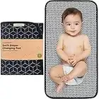 Portable Diaper Changing Pad - Waterproof Foldable Baby Changing Mat - Travel Diaper Change Mat - Lightweight Changing Pads for Baby - Baby Changer - Machine Washable (Black Geo)