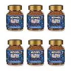 6X Beanies Nutty Hazelnut Flavoured Instant Coffee Jars: 50g per jar