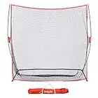 GoSports Golf Practice Hitting Net | Huge 7’ x 7’ Personal Driving Range for Indoor or Outdoor Swing Practice | Designed by Golfers for Golfers, Red