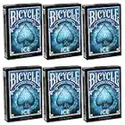 Bicycle Playing Cards 6 Decks ICE Design | Limited Edition Deck | Pitch-Black Face with Blue Ice Effects