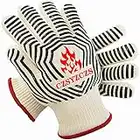 Heat Resistant Oven Gloves, Non-Slip BBQ Safety Gloves,Oven Mitt Hand Protection from air fryer,Grilling,BBQ and Other in Kitchen,Outdoor Camping and Party present (White)